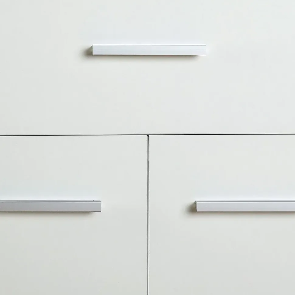Buffet salle à manger CORALINE L 88 cm en bois massif blanc et chêne sonoma avec 1 tiroir et 3 portes