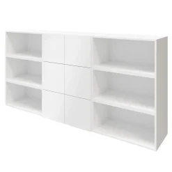 Buffet semi ouvert blanc 9 cases 6 portes GoodHome Atomia H. 112,5 x L. 225 x P. 37 cm