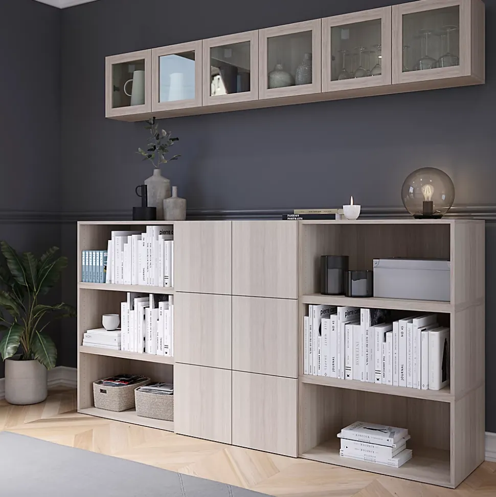 Buffet semi ouvert effet chêne 9 cases 6 portes GoodHome Atomia H. 112,5 x L. 225 x P. 37 cm