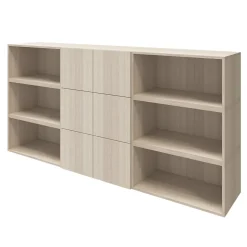 Buffet semi ouvert effet chêne 9 cases 6 portes GoodHome Atomia H. 112,5 x L. 225 x P. 37 cm