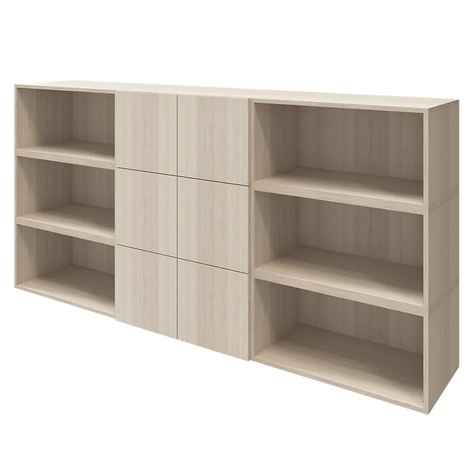 Buffet semi ouvert effet chêne 9 cases 6 portes GoodHome Atomia H. 112,5 x L. 225 x P. 37 cm