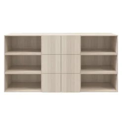 Buffet semi ouvert effet chêne 9 cases 6 portes GoodHome Atomia H. 112,5 x L. 225 x P. 37 cm