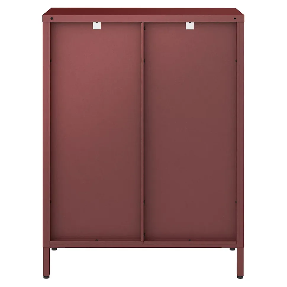 Buffet Säkylä acier verre ondulé 84 x 64 x 35 cm rouge bordeaux en.casa