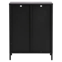 Buffet Säkylä acier verre ondulé 84 x 64 x 35 cm noir en.casa
