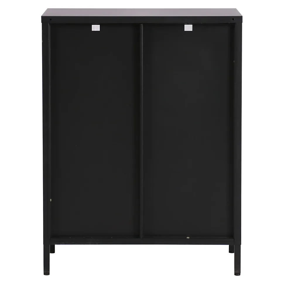 Buffet Säkylä acier verre ondulé 84 x 64 x 35 cm noir en.casa