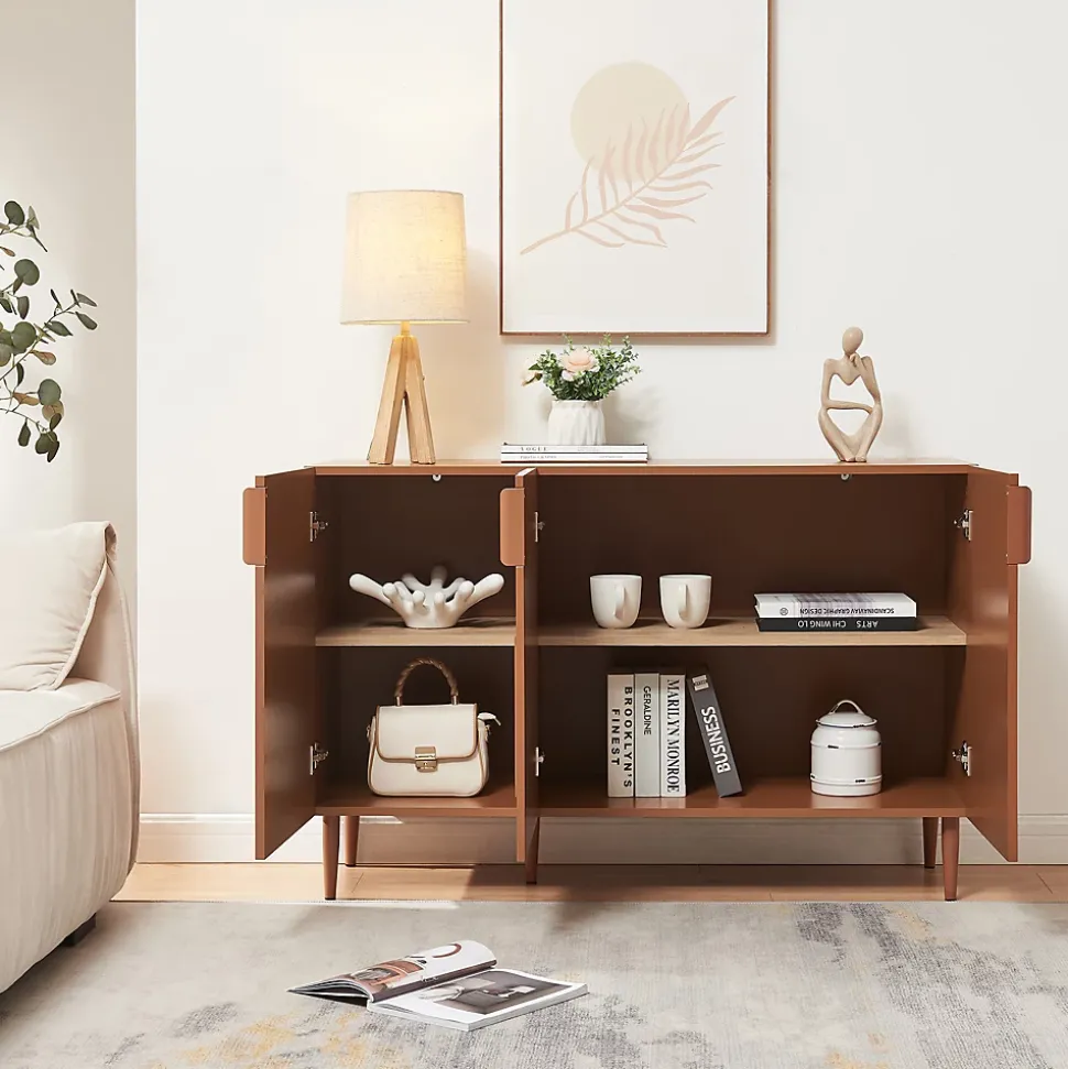 Buffet Starvili avec 3 portes 75 x 115 x 38 cm couleur rouille en.casa