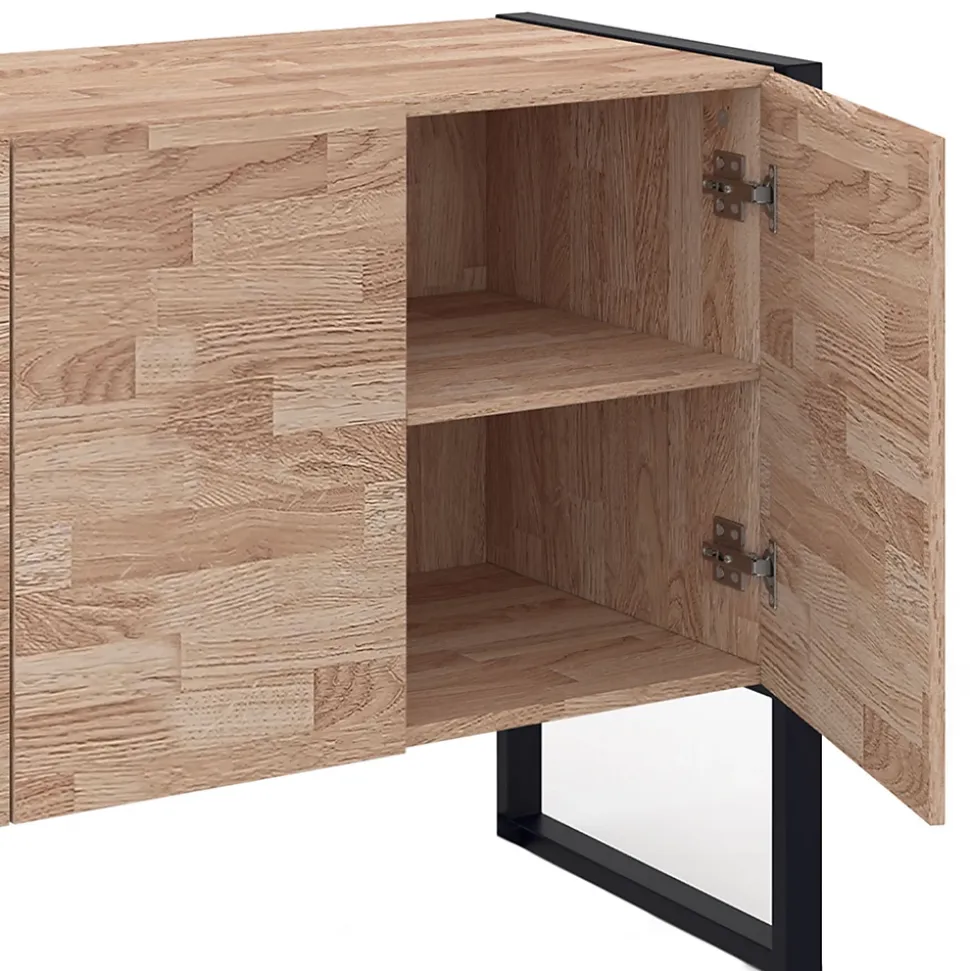 Buffet surélevé 110 cm OTTAWA 3 portes bois et noir design industriel