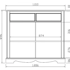 Buffet Vaisselier Blanc 4 Portes Style Anglais 6 Niches L 101 H 186 P 42 cm - L 101 x l 42 x H 186 cm