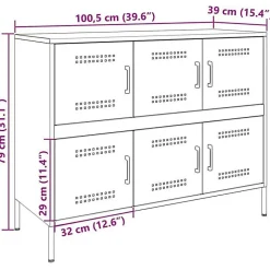 Buffet vert olive 100,5x39x79 cm acier vidaXL