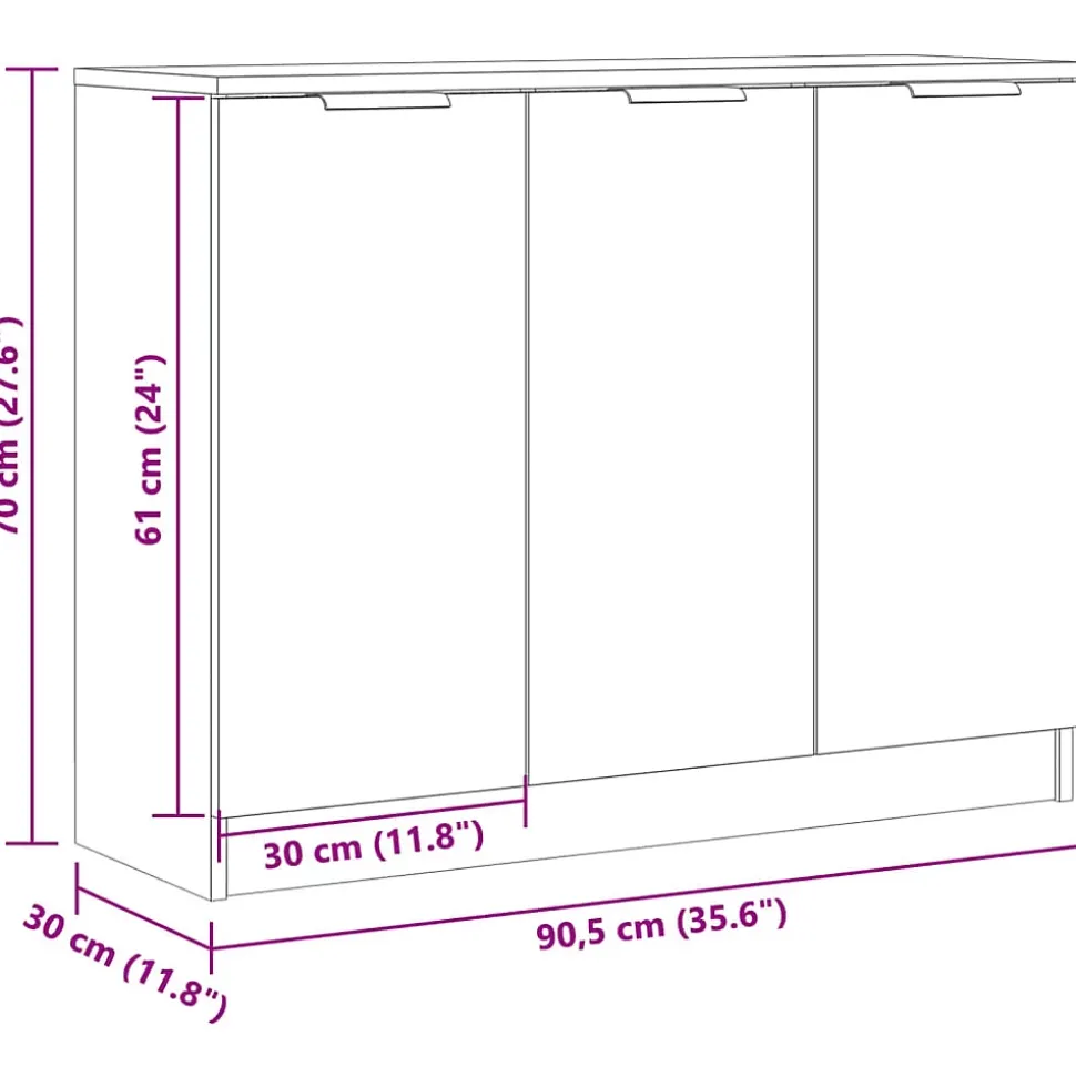 Buffet vieux bois 90,5x30x70 cm bois d'ingénierie vidaXL