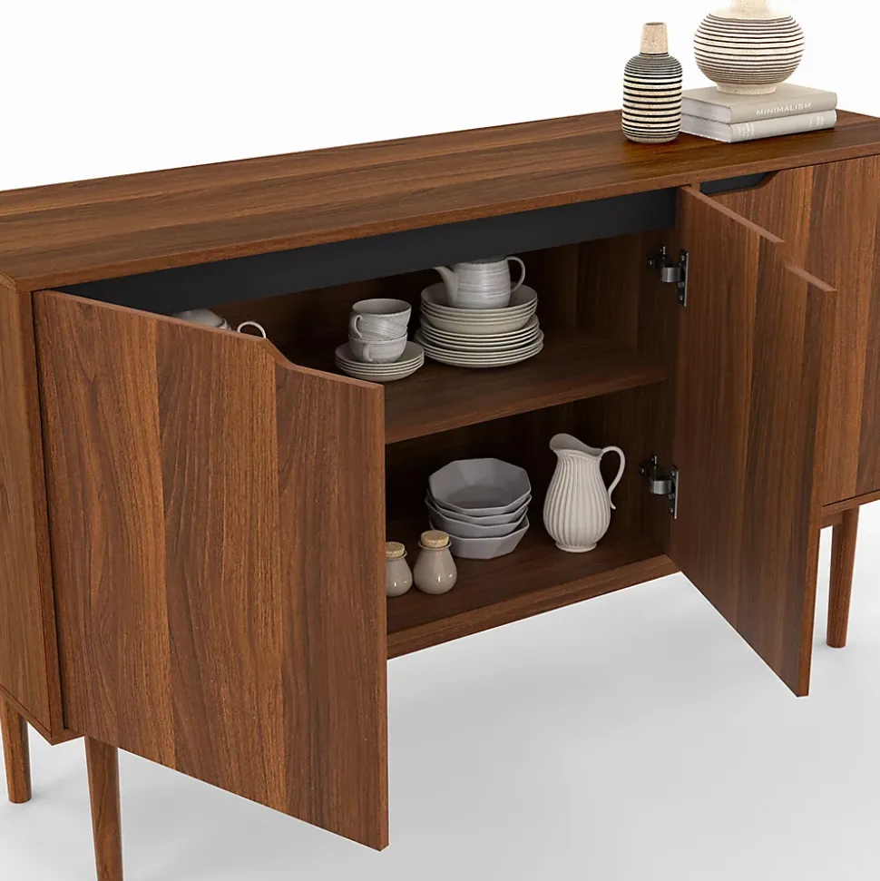 Buffet vintage 140 cm VIGGO 3 portes effet noyer