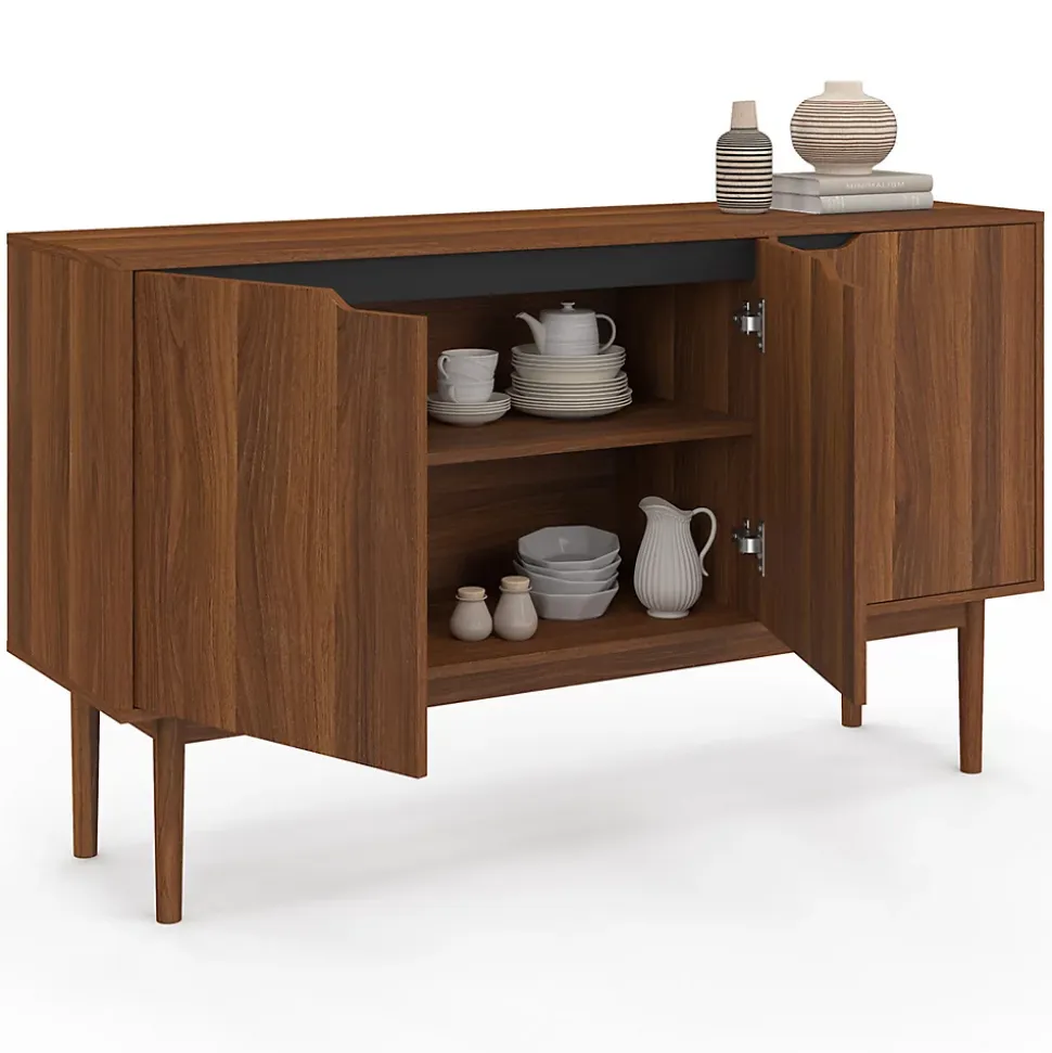 Buffet vintage 140 cm VIGGO 3 portes effet noyer