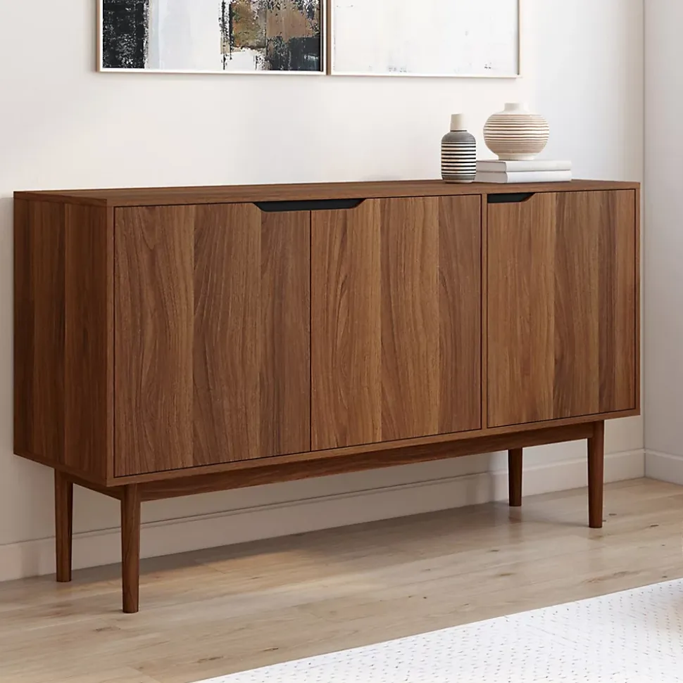 Buffet vintage 140 cm VIGGO 3 portes effet noyer