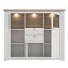 Buffet vitrine 3 portes 2 tiroirs + LED décor chêne blanchi - ANGELE