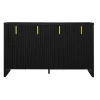 Buffet 140x80x38cm, avec 4 portes, poignées dorées et séparateurs réglables, design élégant, panneaux de particules, noir