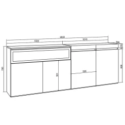Buffet 200x35x75cm feu led sans chaleur couleur chêne et noir