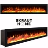 Buffet 200x35x87cm feu led sans chaleur couleur noir