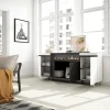 Buffet 200x35x87cm feu led sans chaleur couleur blanc et noir