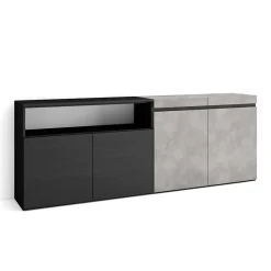Buffet 200x35x75cm meuble à chaussures couleur gris ciment