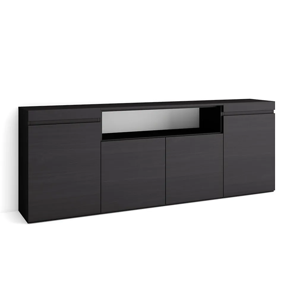 Buffet 200x35x75cm meuble à chaussures couleur noir