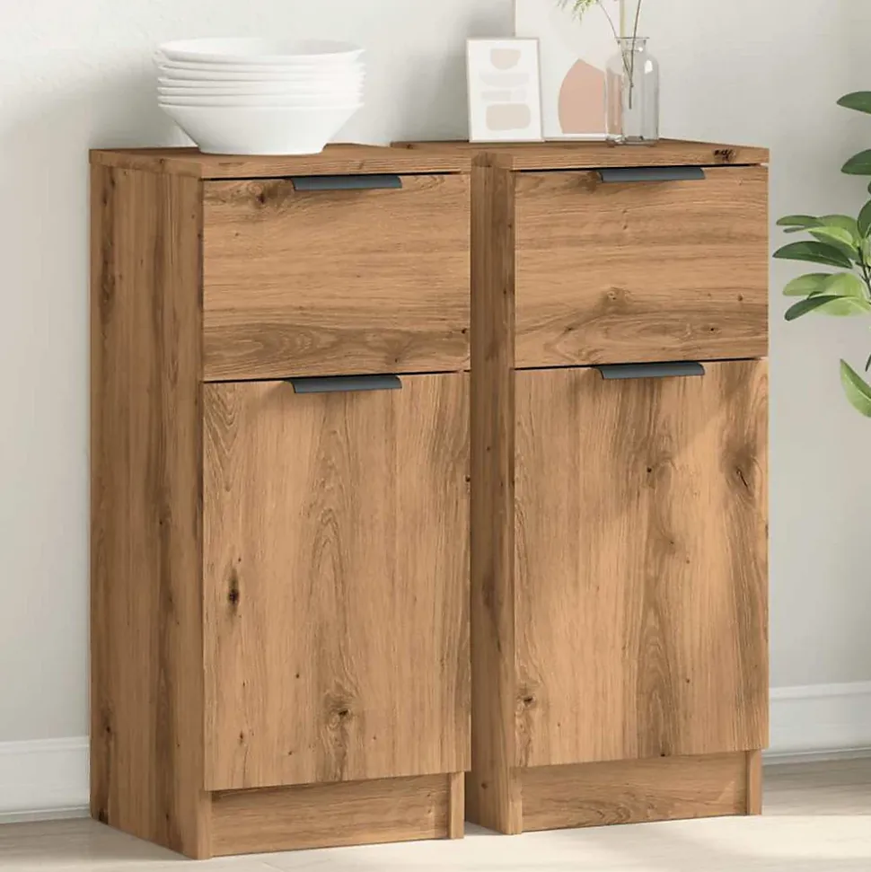 Buffets 2 pcs chêne artisanal 30x30x70 cm bois d'ingénierie vidaXL
