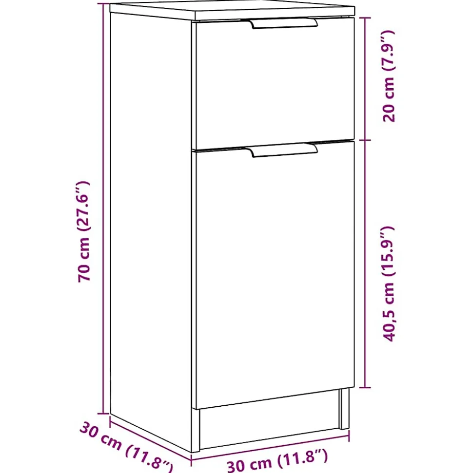 Buffets 2 pcs chêne artisanal 30x30x70 cm bois d'ingénierie vidaXL