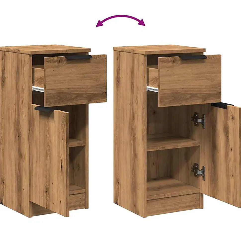 Buffets 2 pcs chêne artisanal 30x30x70 cm bois d'ingénierie vidaXL