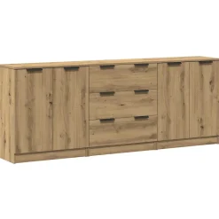 Buffets 3 pcs chêne artisanal 60x30x70 cm bois d'ingénierie vidaXL
