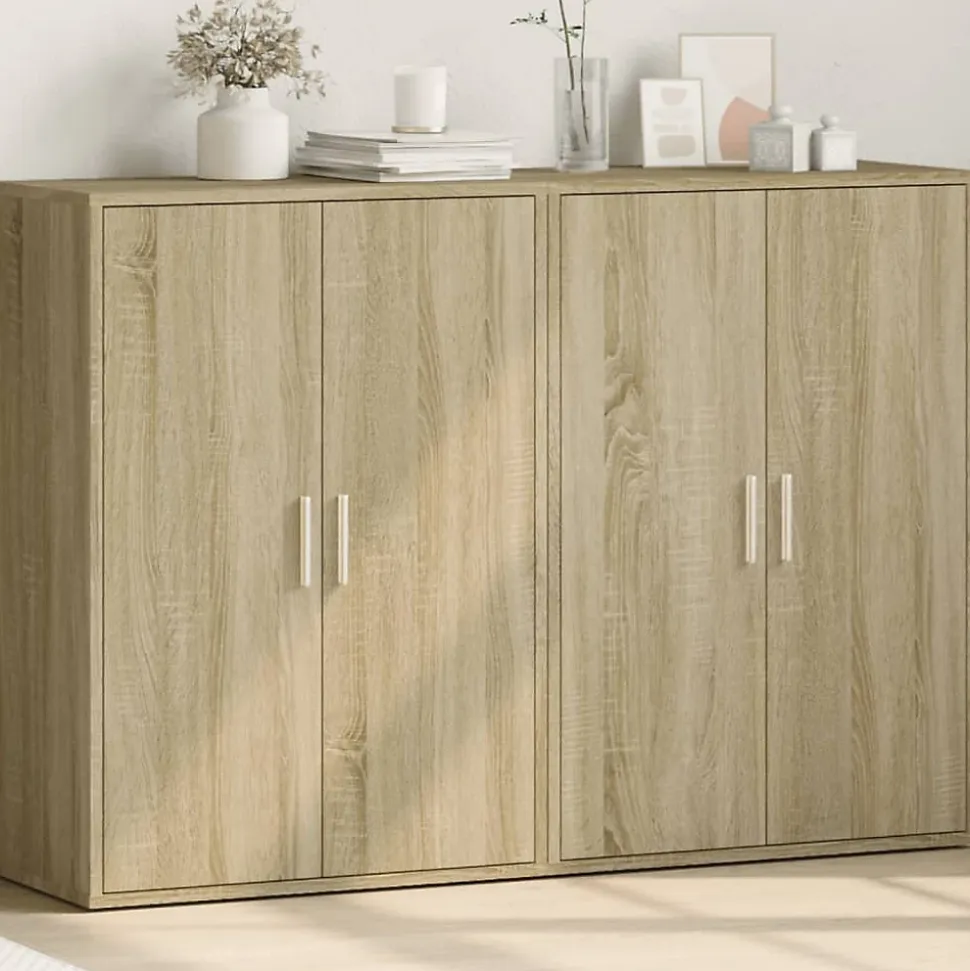 Buffets 2 pcs chêne sonoma 60x31x84 cm bois d'ingénierie vidaXL