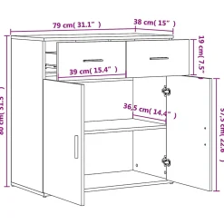 Buffets 2 pcs sonoma gris 79x38x80 cm bois d'ingénierie vidaXL