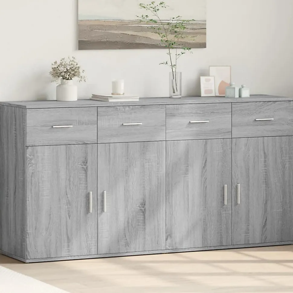 Buffets 2 pcs sonoma gris 79x38x80 cm bois d'ingénierie vidaXL