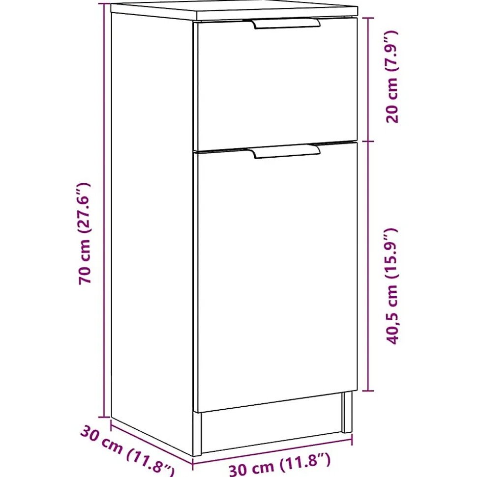 Buffets 2 pcs vieux bois 30x30x70 cm bois d'ingénierie vidaXL