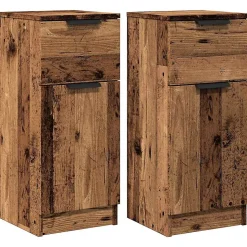 Buffets 2 pcs vieux bois 30x30x70 cm bois d'ingénierie vidaXL