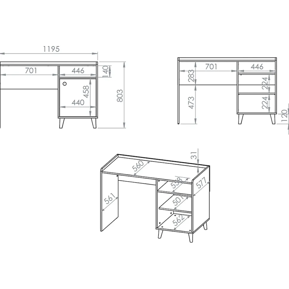 Bureau 1 porte Alycia Beige et Rose