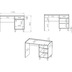 Bureau 1 porte Alycia Beige et Gris