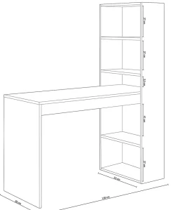 Bureau + étagère intégrée 120 x 144 cm blanc artik-chêne canadian