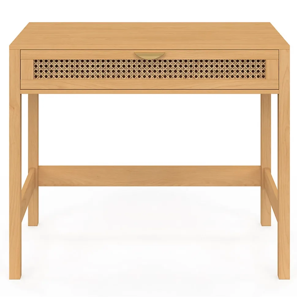 Bureau 1 tiroir EDHEN bois et cannage