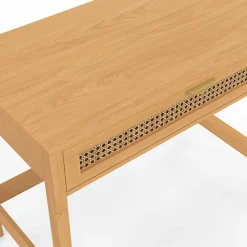 Bureau 1 tiroir EDHEN bois et cannage