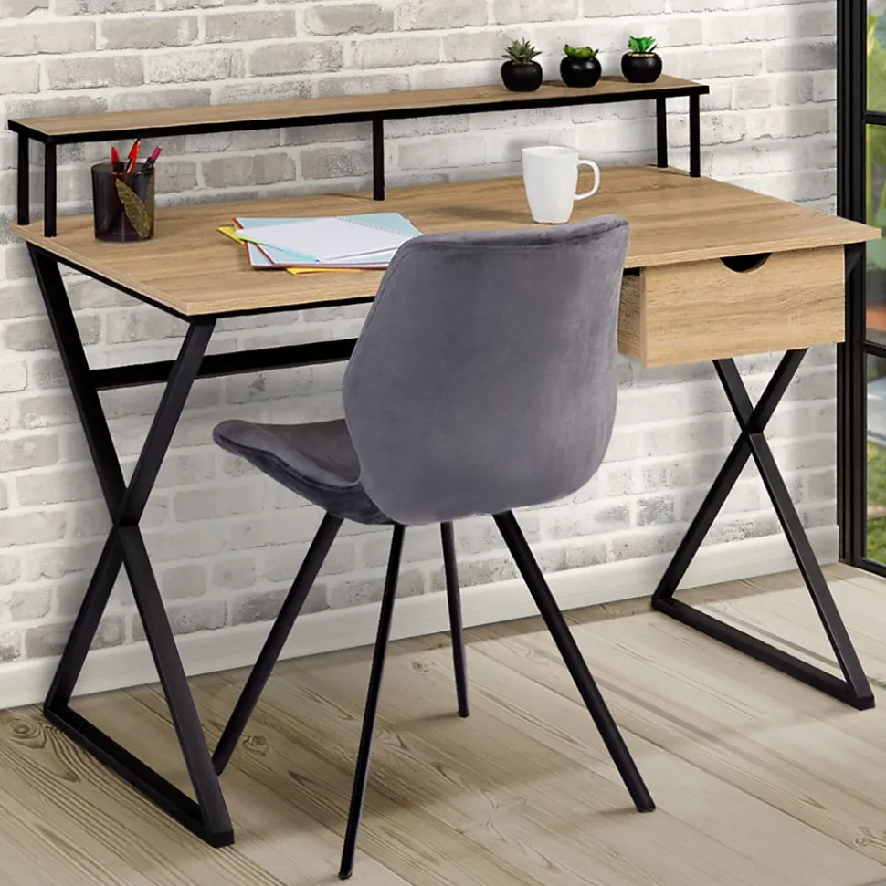 Bureau 1 tiroir ENZO pieds croisés design industriel