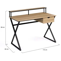 Bureau 1 tiroir ENZO pieds croisés design industriel