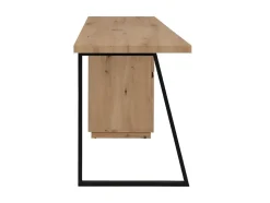 Bureau 1 tiroir et 1 porte - MDF et acier - Coloris : Chêne et noir - GOTAMA