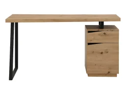 Bureau 1 tiroir et 1 porte - MDF et acier - Coloris : Chêne et noir - GOTAMA