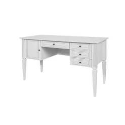 Bureau 4 tiroirs 1 porte Bellamy Ines - Blanc