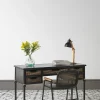 Bureau à tiroirs en bronze avec structure en métal noir