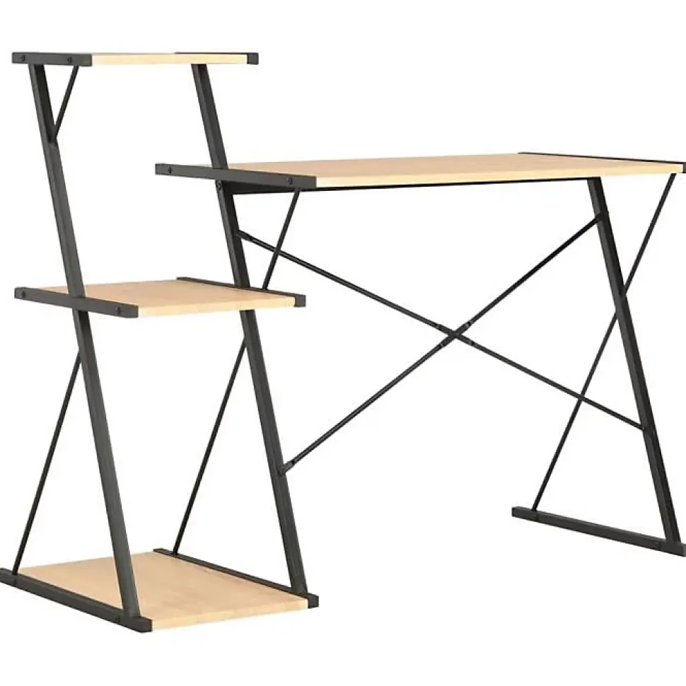Bureau - VIDAXL - 20289 - Noir et chêne - 116x50x93 cm - Panneaux de particules mat