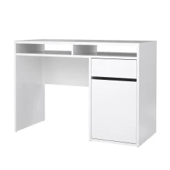Bureau Abbadu, Pupitre polyvalent, Table de bureau pour PC, Plan de travail, 110x48 h77 cm, Blanc