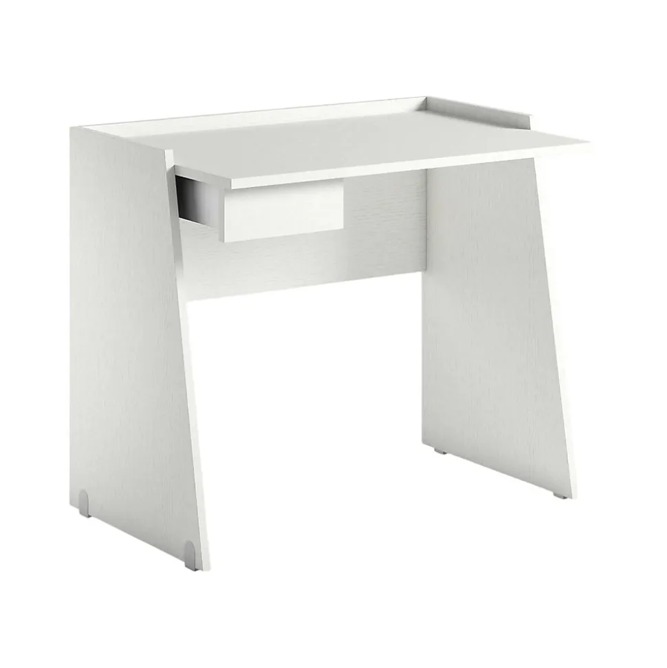 Bureau Abulele, Bureau moderne avec tiroir, Table d'étude ou de bureau, Porte-livre PC, 100% Made in Italy, 90x60h80 cm, Blanc