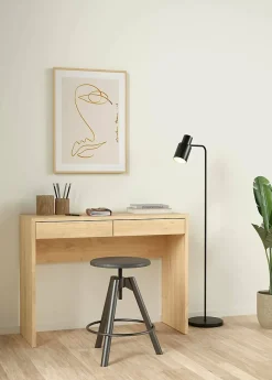 Bureau Acero, Pupitre polyvalent, Table de bureau pour PC, Plan de travail, 100x40 h77 cm, Chêne clair