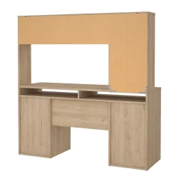 Bureau Ambrenti, Pupitre polyvalent, Table de bureau pour PC, Plan de travail, 149x48 h156 cm, Chêne clair