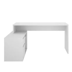 Bureau Andor, Bureau multi-positions pour le bureau ou la chambre, Table d'étude d'angle polyvalente, 139x92h75 cm, Blanc